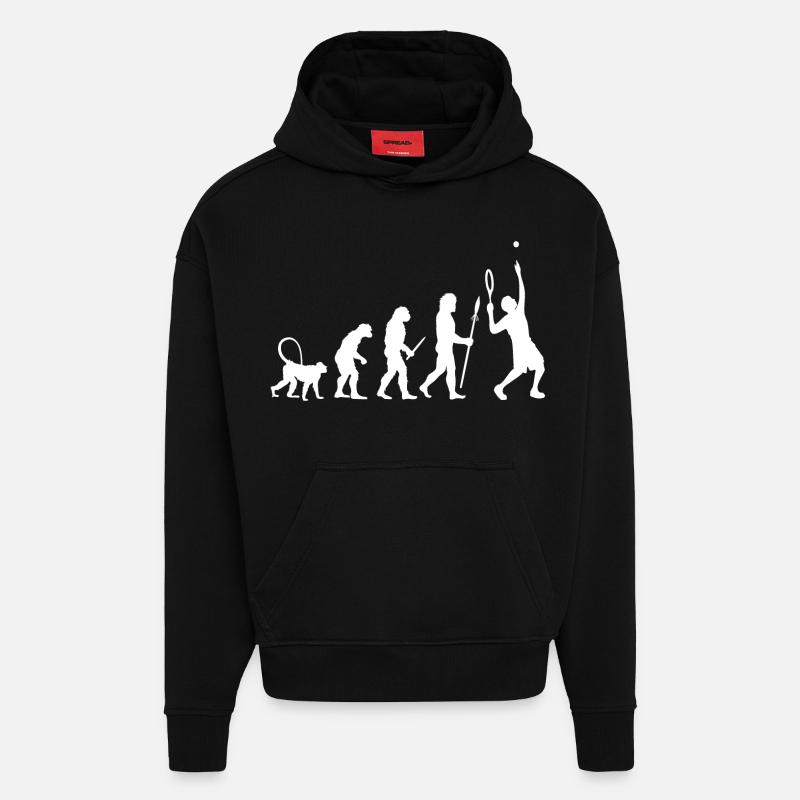 Évolution du tennis - Sweat à capuche bio épais oversize fabriqué en UE - SOLID BLACK