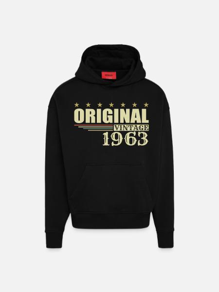 1963 Birthday 1963 - Hoodie- made by SPREAD  - SOLID BLACK