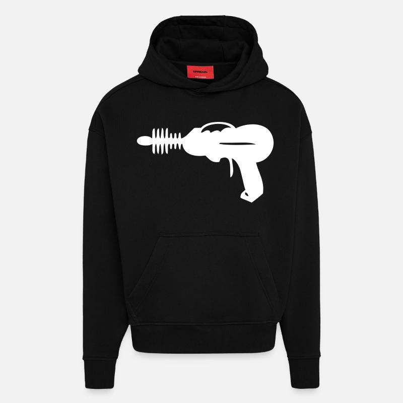 à faisceau - Pistolet laser - Laser - Sweat à capuche bio épais oversize fabriqué en UE - SOLID BLACK