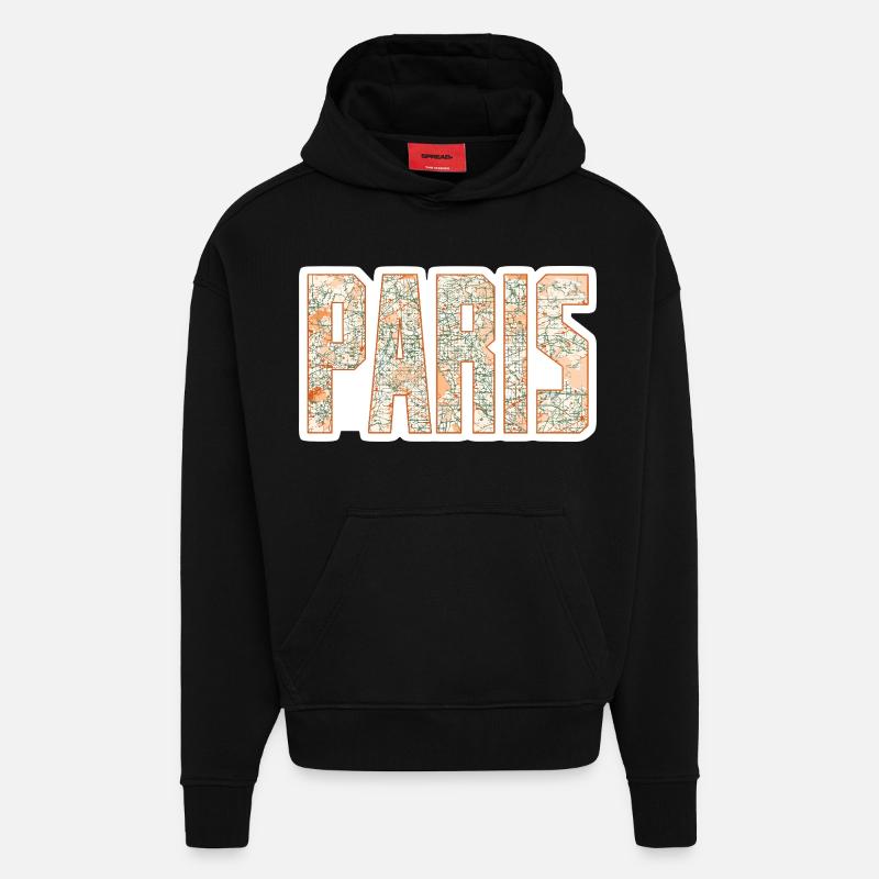 Paris Stadtplan - Hoodie- made by SPREAD  - SOLID BLACK