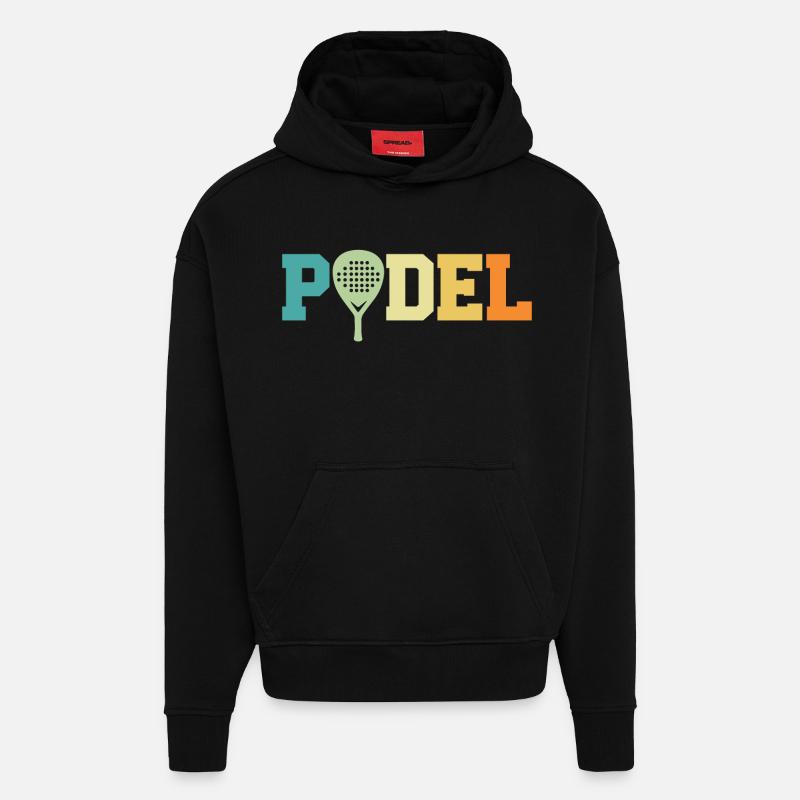 retro padel - Sweat à capuche bio épais oversize fabriqué en UE - SOLID BLACK