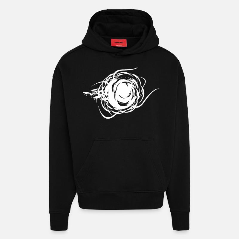Chevaux des ténèbres - Sweat à capuche bio épais oversize fabriqué en UE - SOLID BLACK