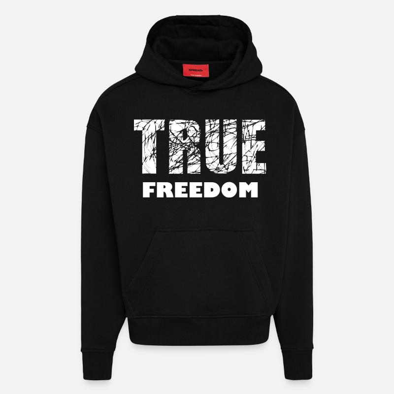 Liberté et paix - Sweat à capuche bio épais oversize fabriqué en UE - SOLID BLACK