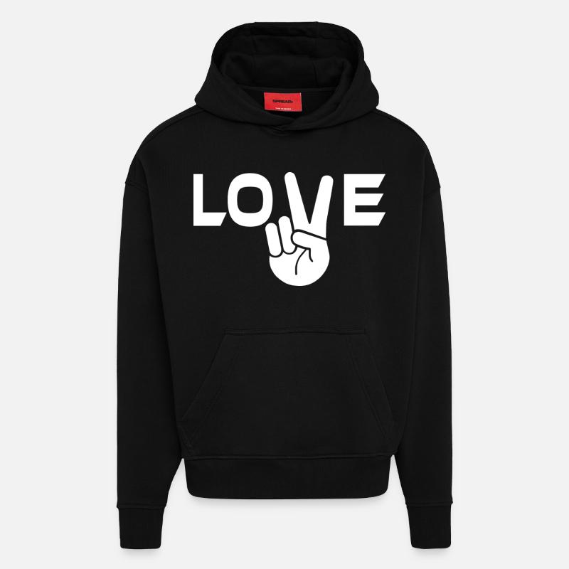 Liebe Victory Zeichen Hand - Hoodie- made by SPREAD  - SOLID BLACK