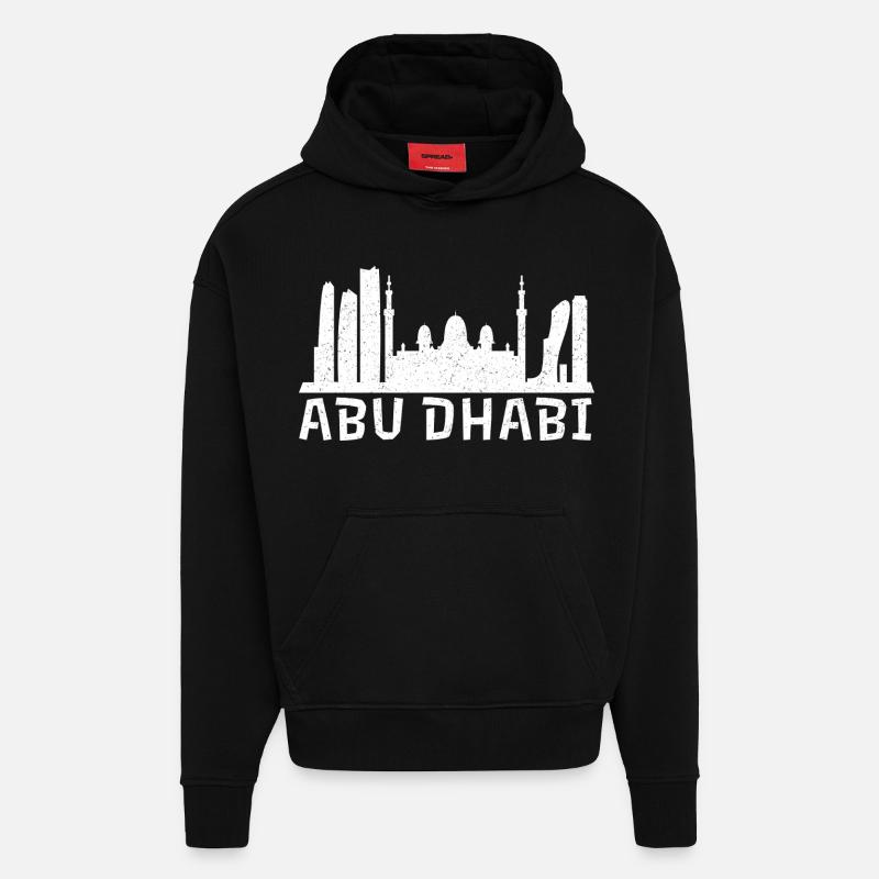 Abu Dhabi Skyline Vibes - Hoodie- made by SPREAD  - SOLID BLACK