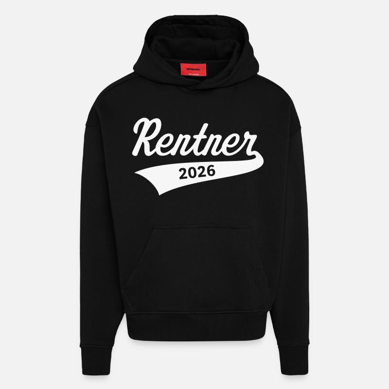 Retraités 2026 (Pension/retraite/Blanc) - Sweat à capuche bio épais oversize fabriqué en UE - SOLID BLACK