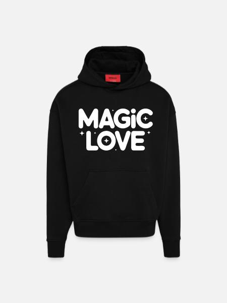 Magic Love Retro Stars - Hoodie- made by SPREAD - SOLID BLACK