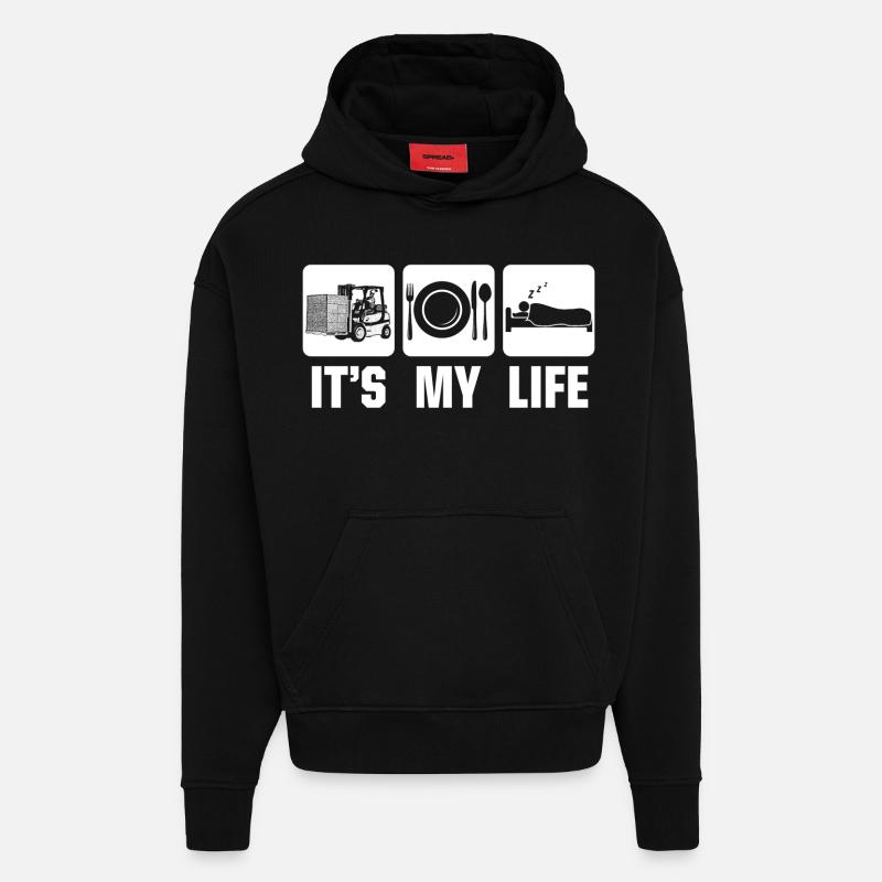 caristes - c'est ma vie - Sweat à capuche bio épais oversize fabriqué en UE - SOLID BLACK