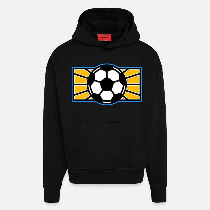 Football Pop Art Logo - Sweat à capuche bio épais oversize fabriqué en UE - SOLID BLACK