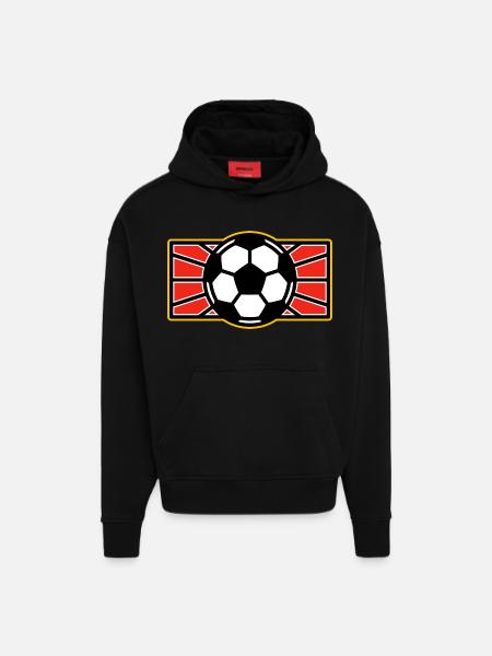 Crimson Football Crest - Hoodie- made by SPREAD  - SOLID BLACK