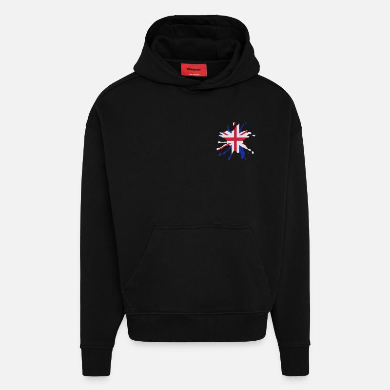England Union Jack Klecks - Hoodie- made by SPREAD  - SOLID BLACK
