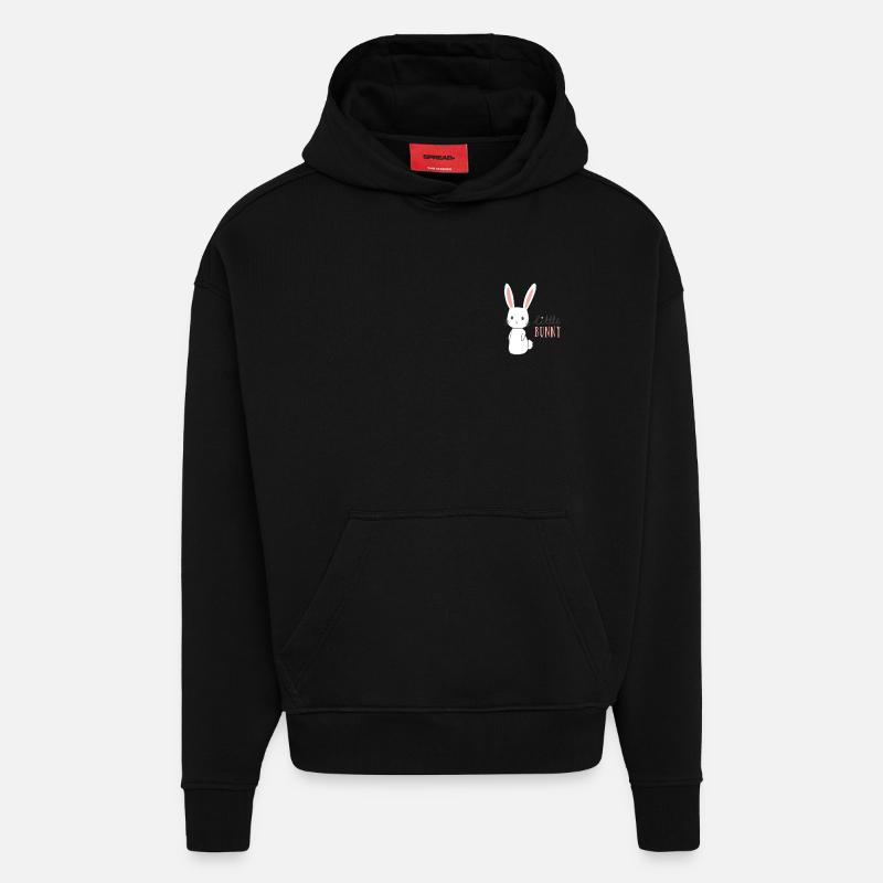 Conception de lapin - Sweat à capuche bio épais oversize fabriqué en UE - SOLID BLACK