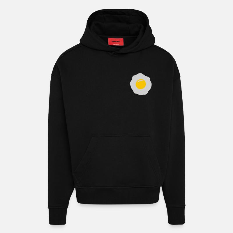 egg ei spiegelei - Sweat à capuche bio épais oversize fabriqué en UE - SOLID BLACK