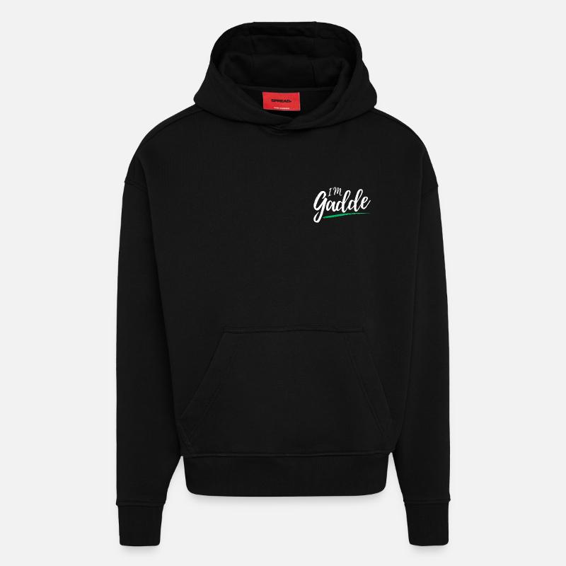 Im Gadde – Logo Hell - Sweat à capuche bio épais oversize fabriqué en UE - SOLID BLACK