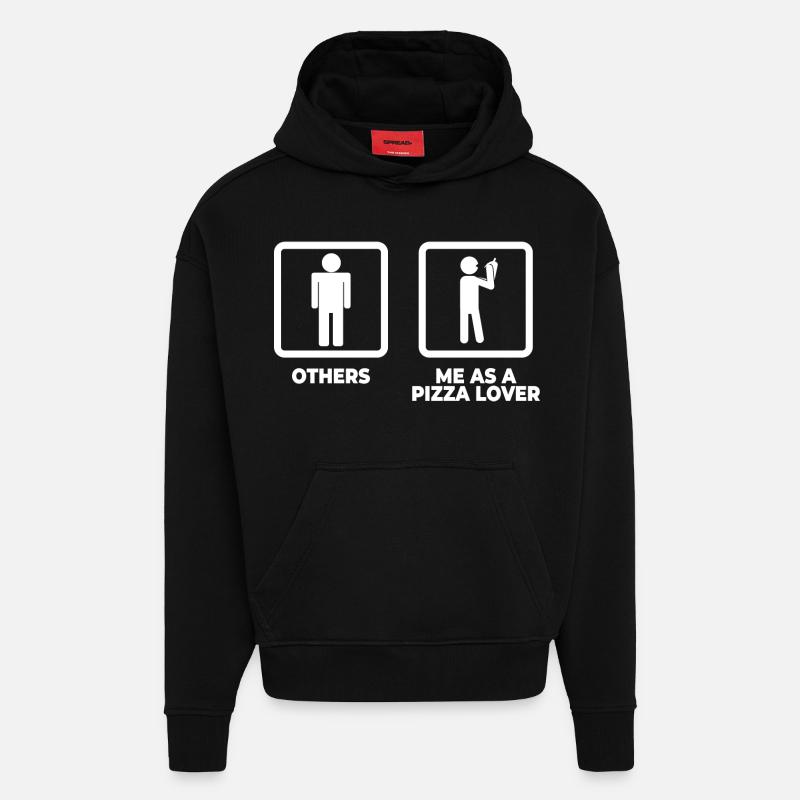 Figurine bâton d’amateur de pizza - Sweat à capuche bio épais oversize fabriqué en UE - SOLID BLACK