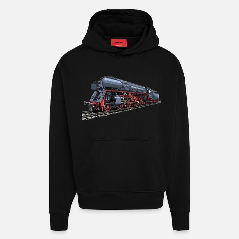 Dampflok im Retro-Look 01 519 - Hoodie- made by SPREAD  - SOLID BLACK