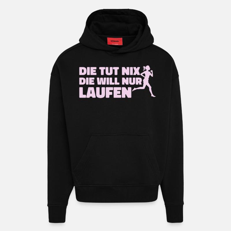 Runner Sport Running Gift - Sweat à capuche bio épais oversize fabriqué en UE - SOLID BLACK