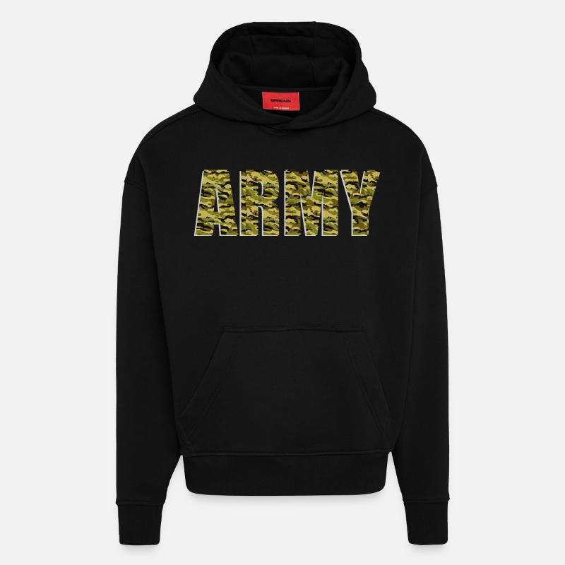 armée - Sweat à capuche bio épais oversize fabriqué en UE - SOLID BLACK