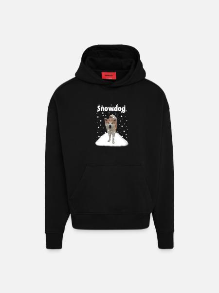 Snow Hound Akitahund Design - Hoodie- made by SPREAD  - SOLID BLACK