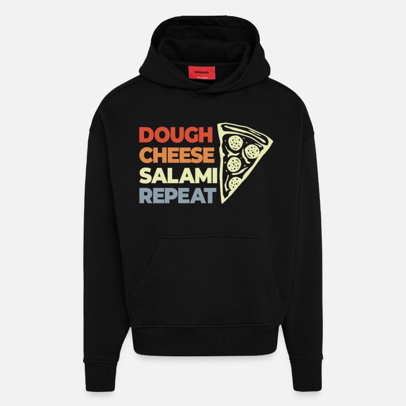 Drôle de dicton de pizza - Sweat à capuche bio épais oversize fabriqué en UE - SOLID BLACK