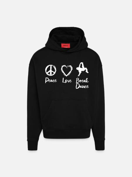 Peace Love Break Dance - Hoodie- made by SPREAD - SOLID BLACK
