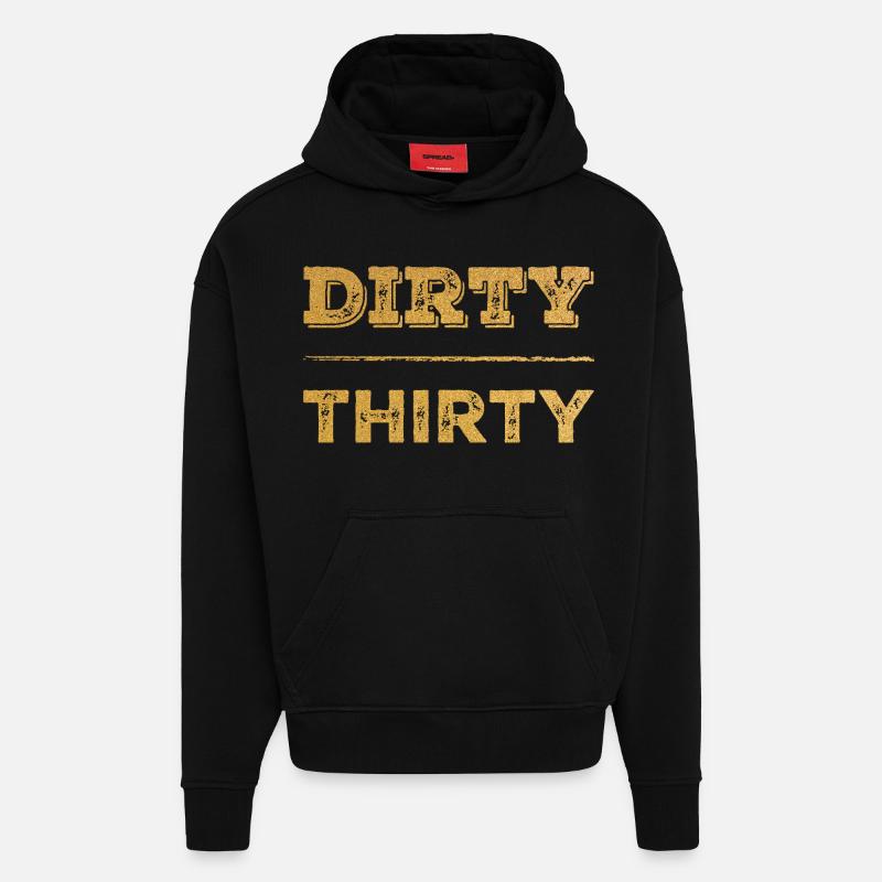 Dirty Thirty 30e anniversaire - Sweat à capuche bio épais oversize fabriqué en UE - SOLID BLACK