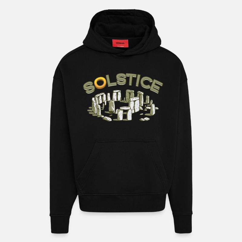 Litha Pagan Solstice d’été Midsommar - Sweat à capuche bio épais oversize fabriqué en UE - SOLID BLACK