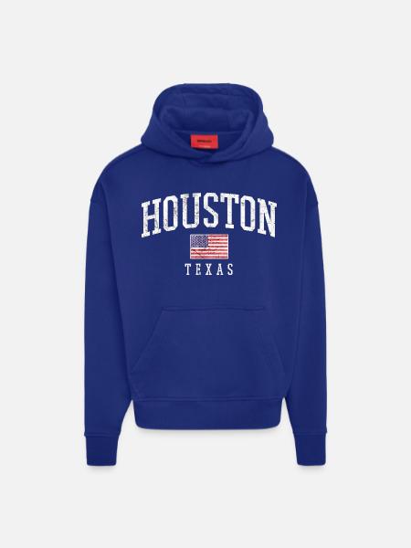 Houston Texas Vintage Flag - Hoodie- made by SPREAD  - SOLID BLACK