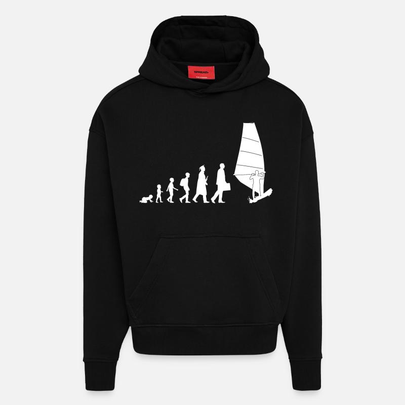 Windsurfing Evolution - Hoodie- made by SPREAD  - SOLID BLACK