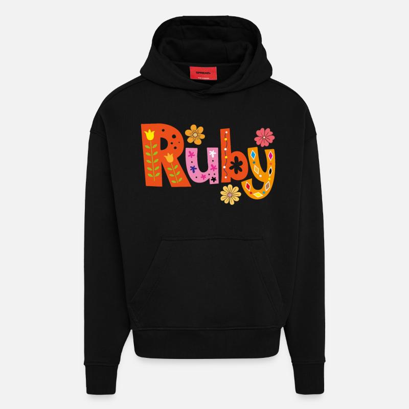Personalisierter Ruby-Name - Hoodie- made by SPREAD  - SOLID BLACK
