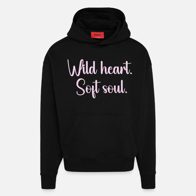 Cœur Sauvage Âme Douce - Sweat à capuche bio épais oversize fabriqué en UE - SOLID BLACK