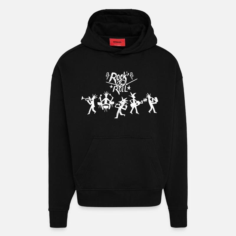 Groupe de Rock 'N' Roll - Sweat à capuche bio épais oversize fabriqué en UE - SOLID BLACK