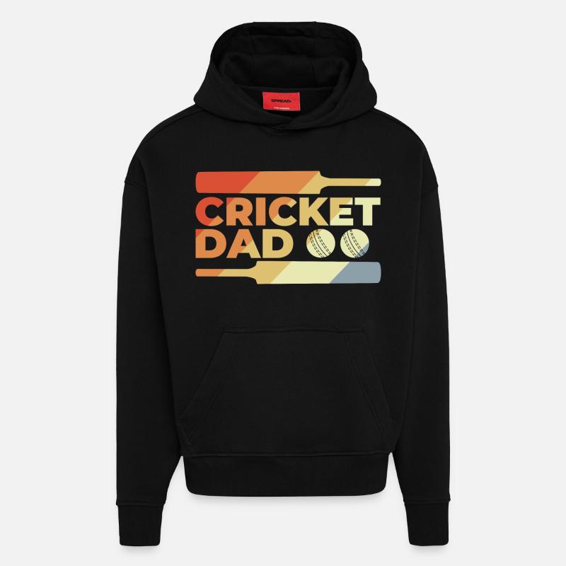 Drôle de papa de cricket - Sweat à capuche bio épais oversize fabriqué en UE - SOLID BLACK