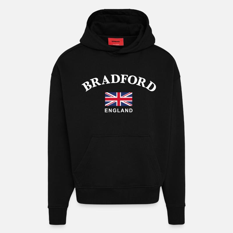 Bradford, Angleterre - Sweat à capuche bio épais oversize fabriqué en UE - SOLID BLACK