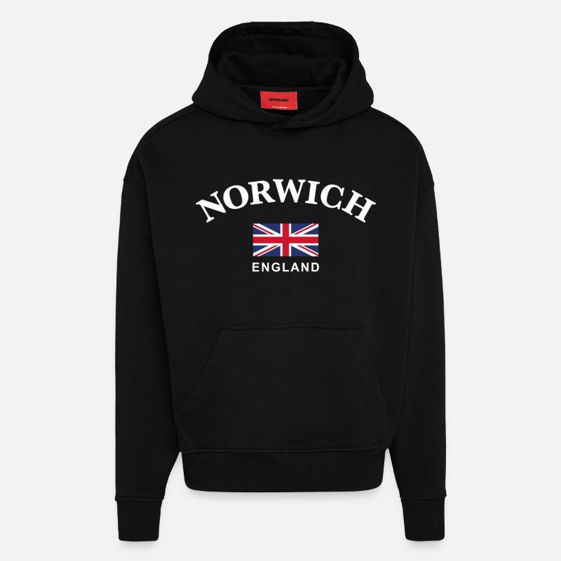 Norwich, Angleterre - Sweat à capuche bio épais oversize fabriqué en UE - SOLID BLACK