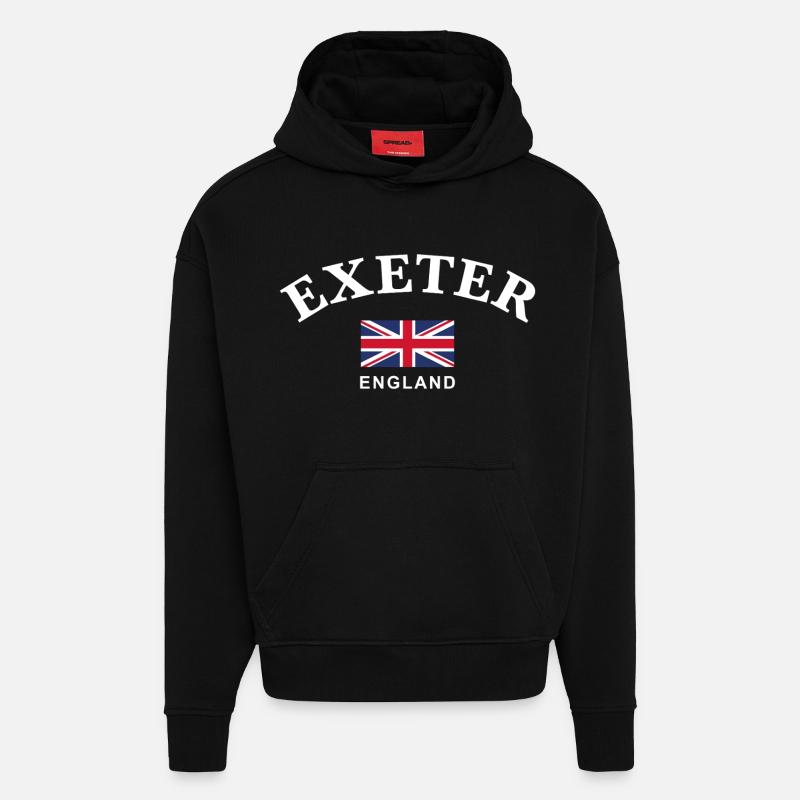 Exeter, Angleterre - Sweat à capuche bio épais oversize fabriqué en UE - SOLID BLACK