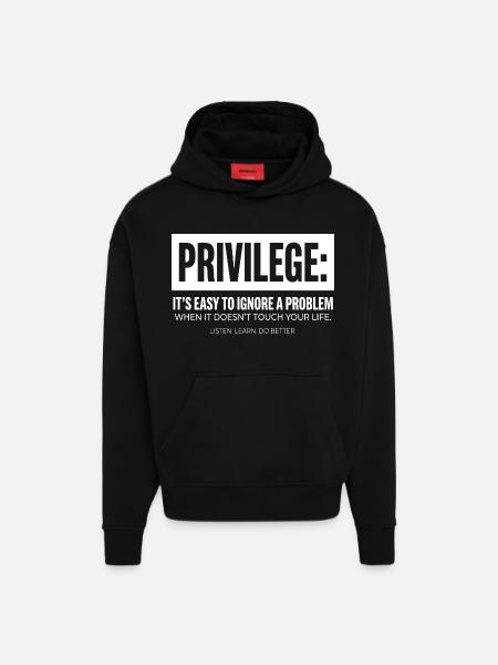 Privilege Statement Typografie Textmotiv - Hoodie- made by SPREAD - SOLID BLACK