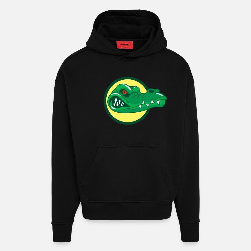 Tête de crocodile - Sweat à capuche bio épais oversize fabriqué en UE - SOLID BLACK