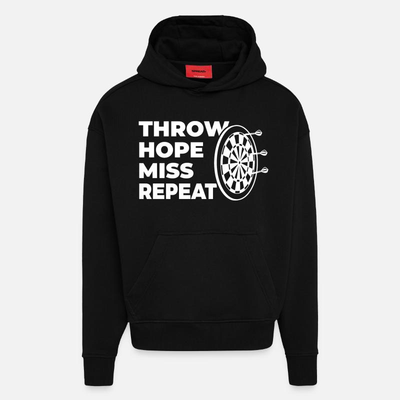 lancer, espérer, manquer, répéter - Sweat à capuche bio épais oversize fabriqué en UE - SOLID BLACK