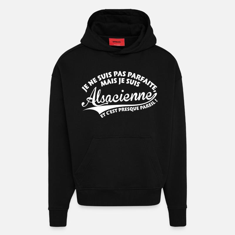 Parfaite Alsacienne - Sweat à capuche bio épais oversize fabriqué en UE - SOLID BLACK