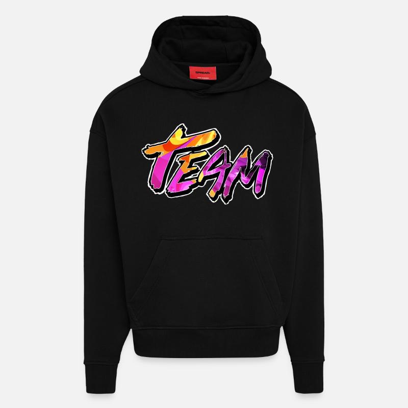 Équipe - Sweat à capuche bio épais oversize fabriqué en UE - SOLID BLACK