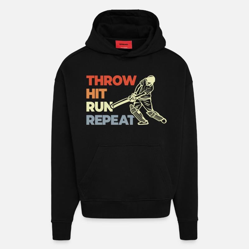 Lancer Hit Run Répéter - Sweat à capuche bio épais oversize fabriqué en UE - SOLID BLACK