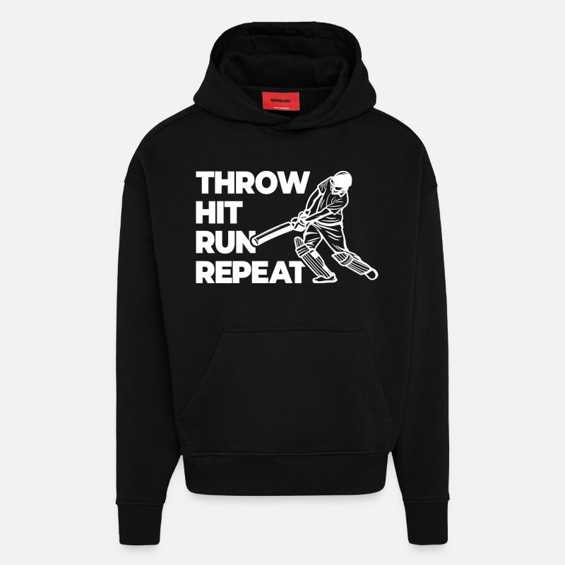 Throwing, hitting, repeating races - Hoodie- made by SPREAD  - SOLID BLACK