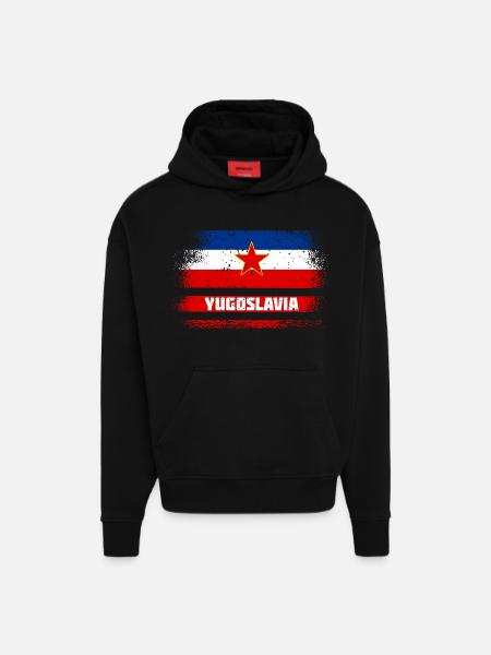 Yugoslavia vintage flags - Hoodie- made by SPREAD  - SOLID BLACK