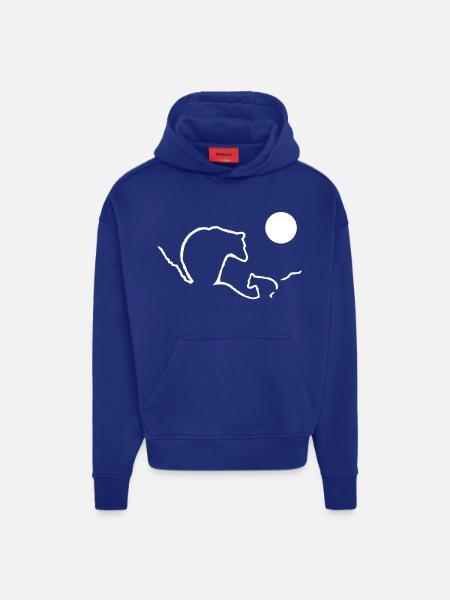 Maman ours et ourson - Sweat à capuche bio épais oversize fabriqué en UE - SOLID BLACK