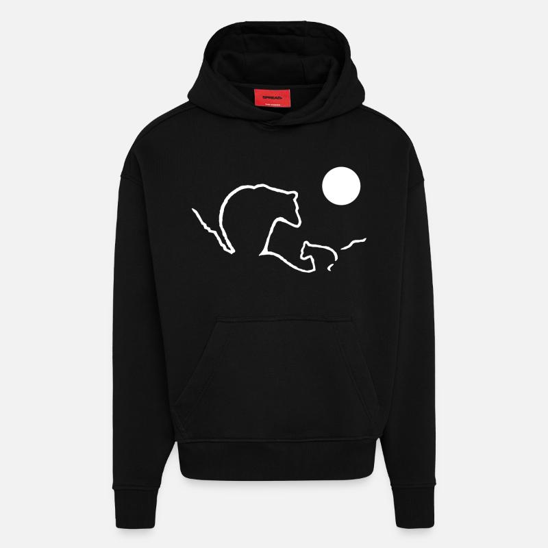 Mama Bär und Junges - Hoodie- made by SPREAD - SOLID BLACK