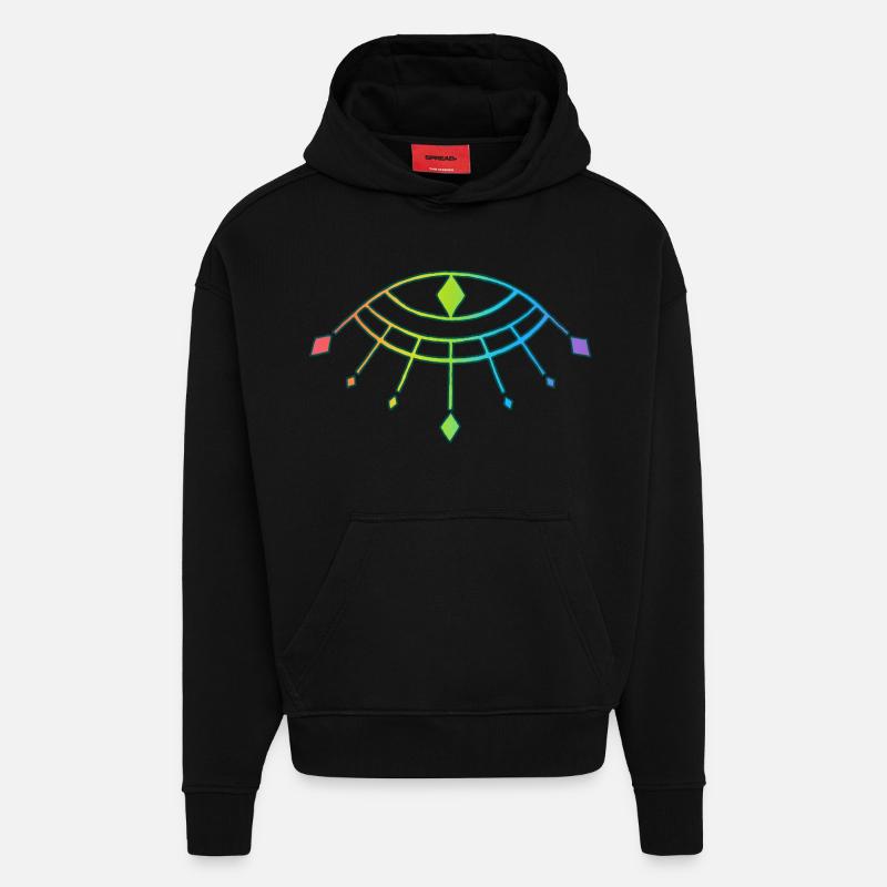 Symbole du dieu Horus - Sweat à capuche bio épais oversize fabriqué en UE - SOLID BLACK