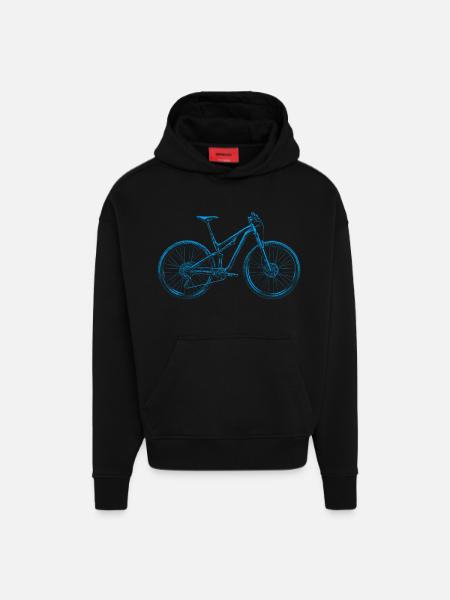 MTB Lineart Blue – Mountain Biker Gift - Hoodie- made by SPREAD  - SOLID BLACK