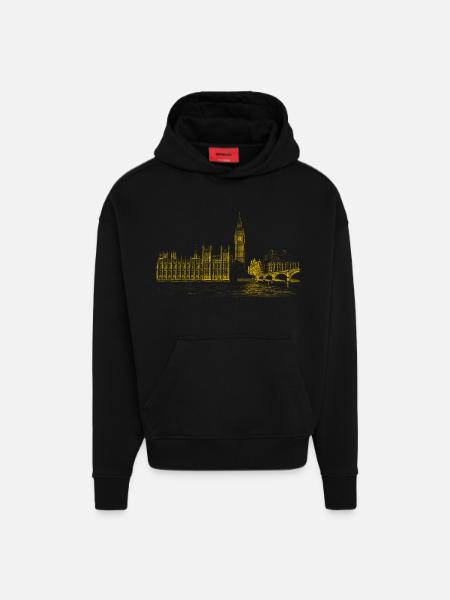 London - Hoodie- made by SPREAD - SOLID BLACK