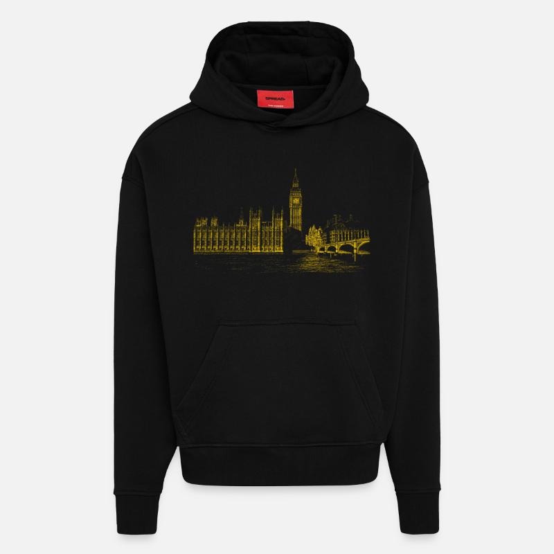 London - Sweat à capuche bio épais oversize fabriqué en UE - SOLID BLACK